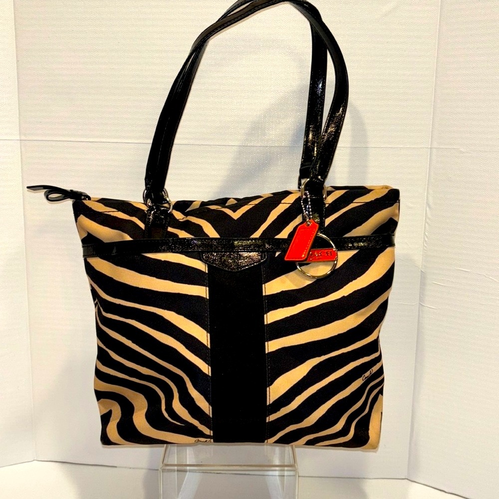 COACH ZEBRA NYLON TOTE/ SHOULDER BAG